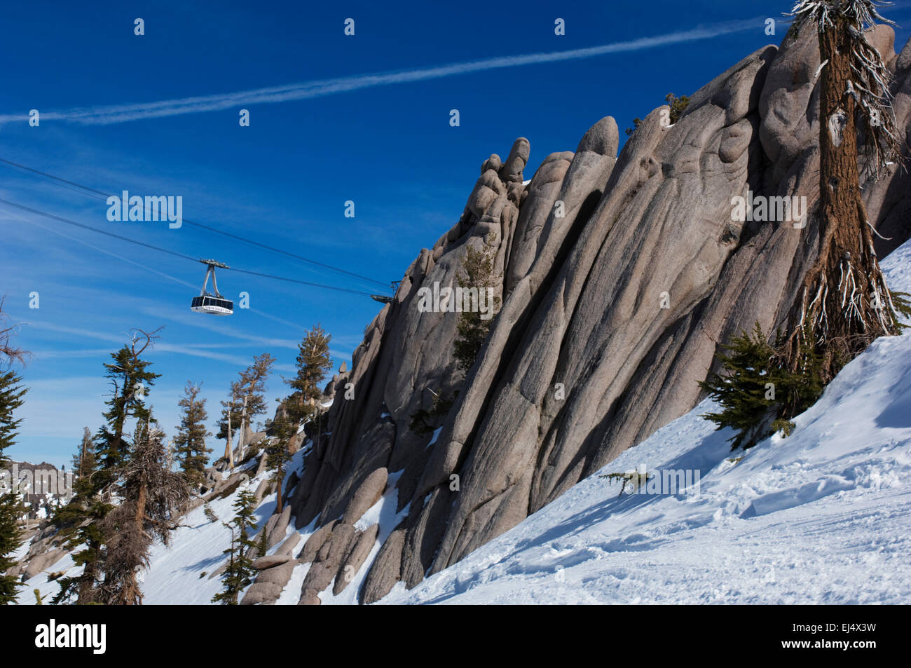 Squaw Valley Seilbahn, Squaw Valley Ski Resort, California Stockfoto