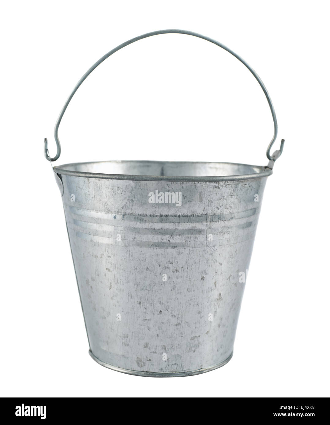 Metall Zink Eimer isoliert Stockfoto