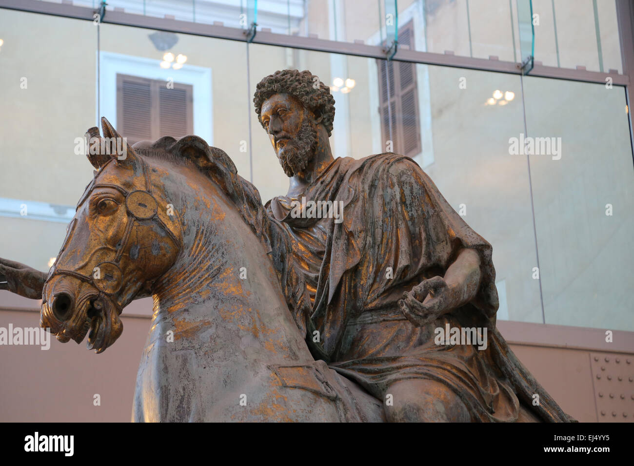 Reiterstatue des Marcus Aurelius (121-10 n. Chr.). Römischer Kaiser. 2. C. AD. Kapitolinischen Museen. Rom. Italien. Stockfoto