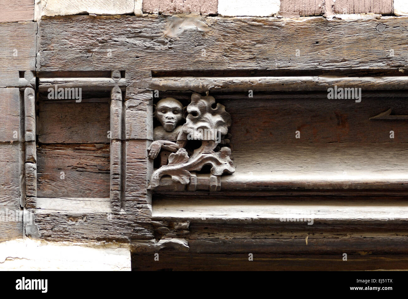 Mittelalterlichen Holzschnitzerei, Dijon Stockfoto