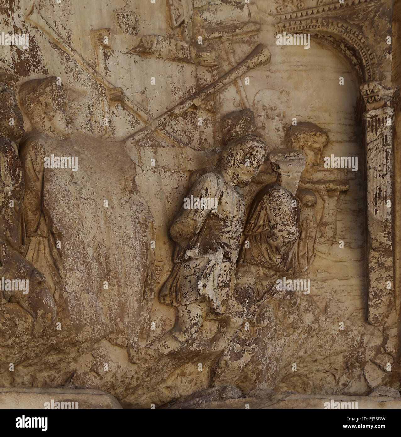 Italien. Rom. Bogen von Titus. 82 n. Chr. von Kaiser Domitian Titus Siege Gedenken errichtet. Verwöhnen von Jerusalem. Stockfoto