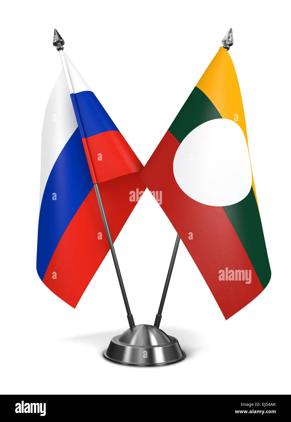 Russland und Shan-Staat - Miniatur-Flags. Stockfoto