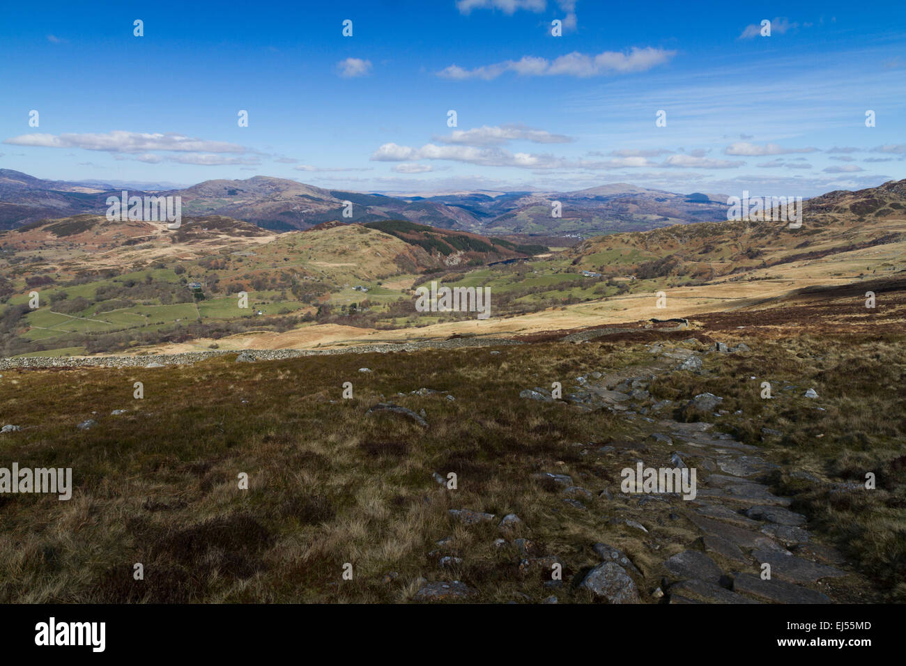 Blick auf dem Weg nach oben die Pony-Pfad auf Cadair Idris im südlichen Snowdonia, Nord-Wales Stockfoto