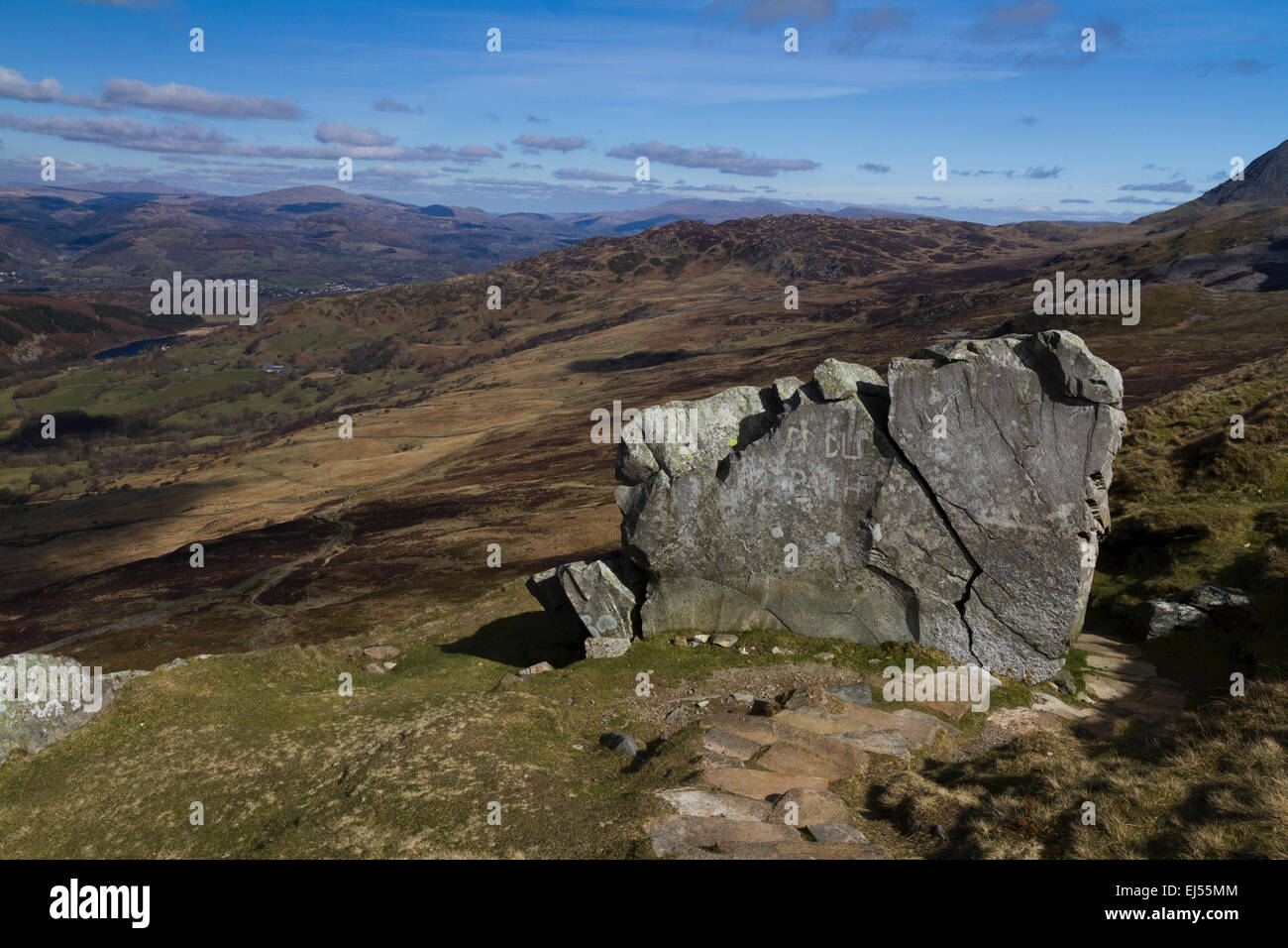 Blick auf dem Weg nach oben die Pony-Pfad auf Cadair Idris im südlichen Snowdonia, Nord-Wales Stockfoto