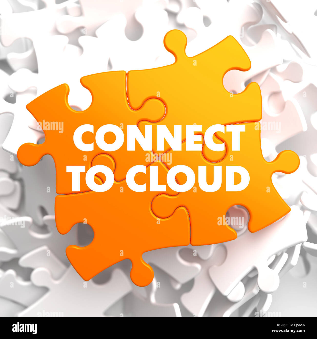 Verbinden Sie mit Cloud auf Orange Puzzle. Stockfoto