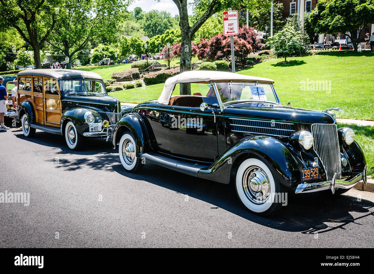 1936 Ford Delux, Roadster, Oldtimer Show, Armstrong Straße, Altstadt Fairfax, Virginia Stockfoto