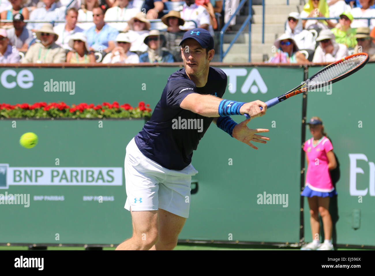 Indische Brunnen, Kalifornien, USA. 21. März 2015. Tennisspieler Novak Djokovic (Serbien) Niederlagen Brite Andy Murray im Halbfinale der Herren Einzel bei der BNP Paribas Open (Partitur 6-2 6-3). Bildnachweis: Werner Fotos/Alamy Live-Nachrichten Stockfoto