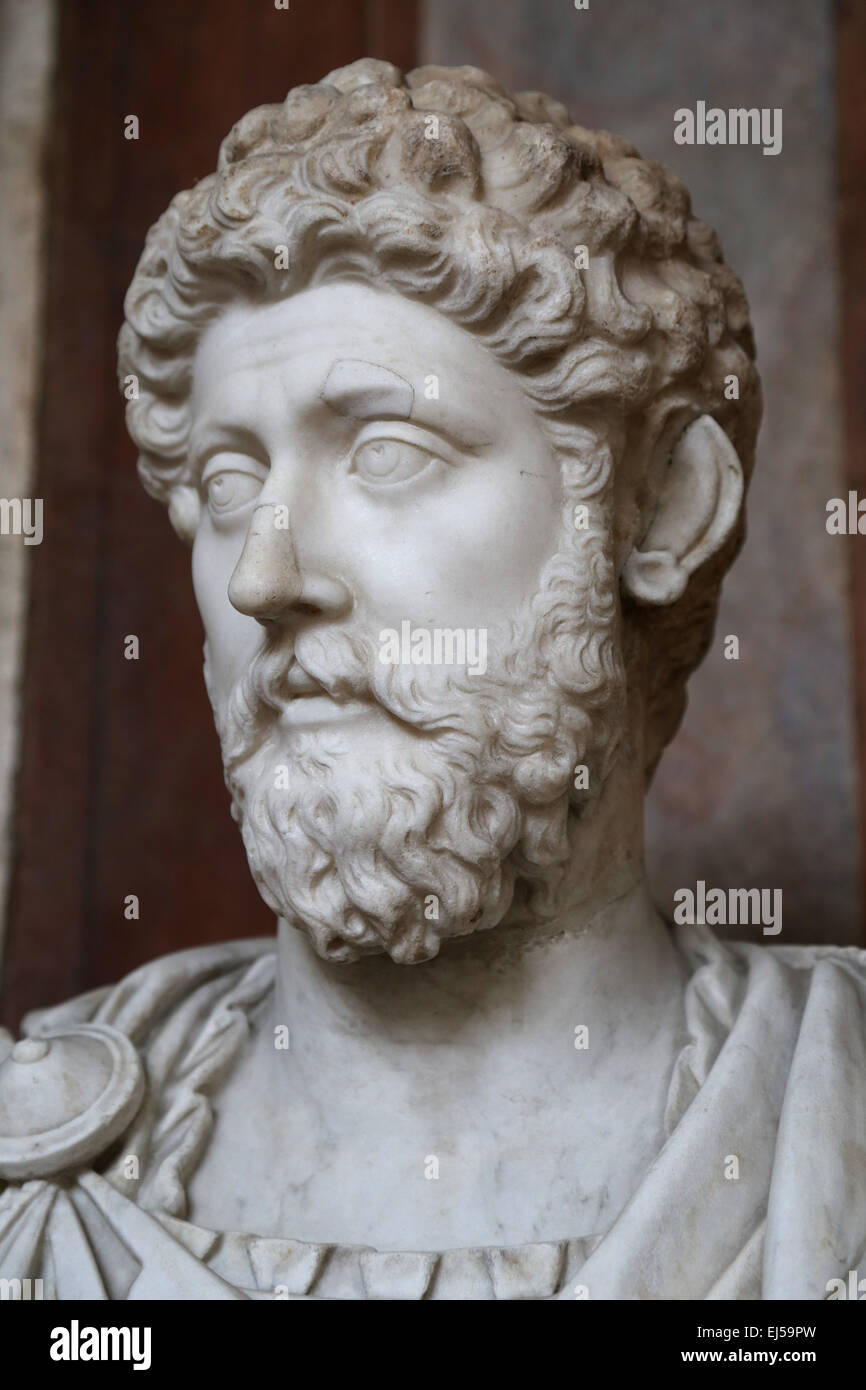 Marcus Aurelius (121-180 n. Chr.). Römischer Kaiser. Stoische Philosoph. Antonine Dynastie. Römische Nationalmuseum. Palast Massimo Stockfoto