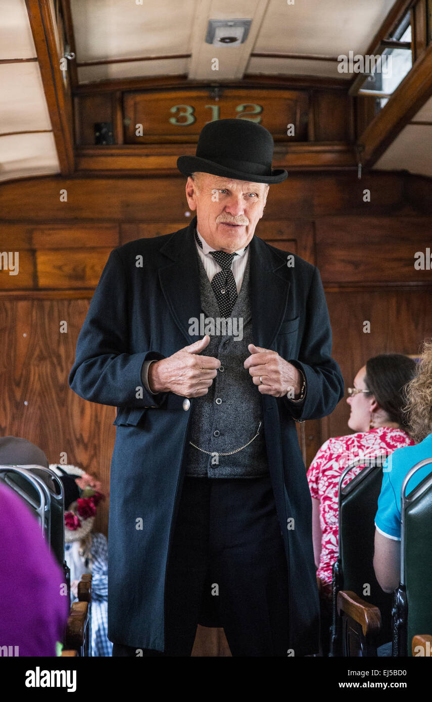 Reenactor für William Jackson General Palmer und Durango Silverton Narrow Gauge Railroad, Colorado, USA Stockfoto
