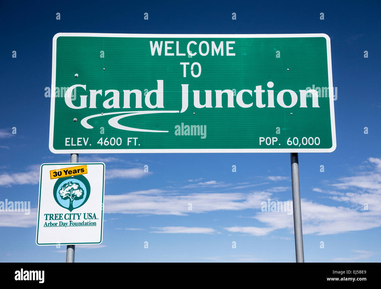 Willkommen in Grand Junction, Colorado, USA Stockfoto