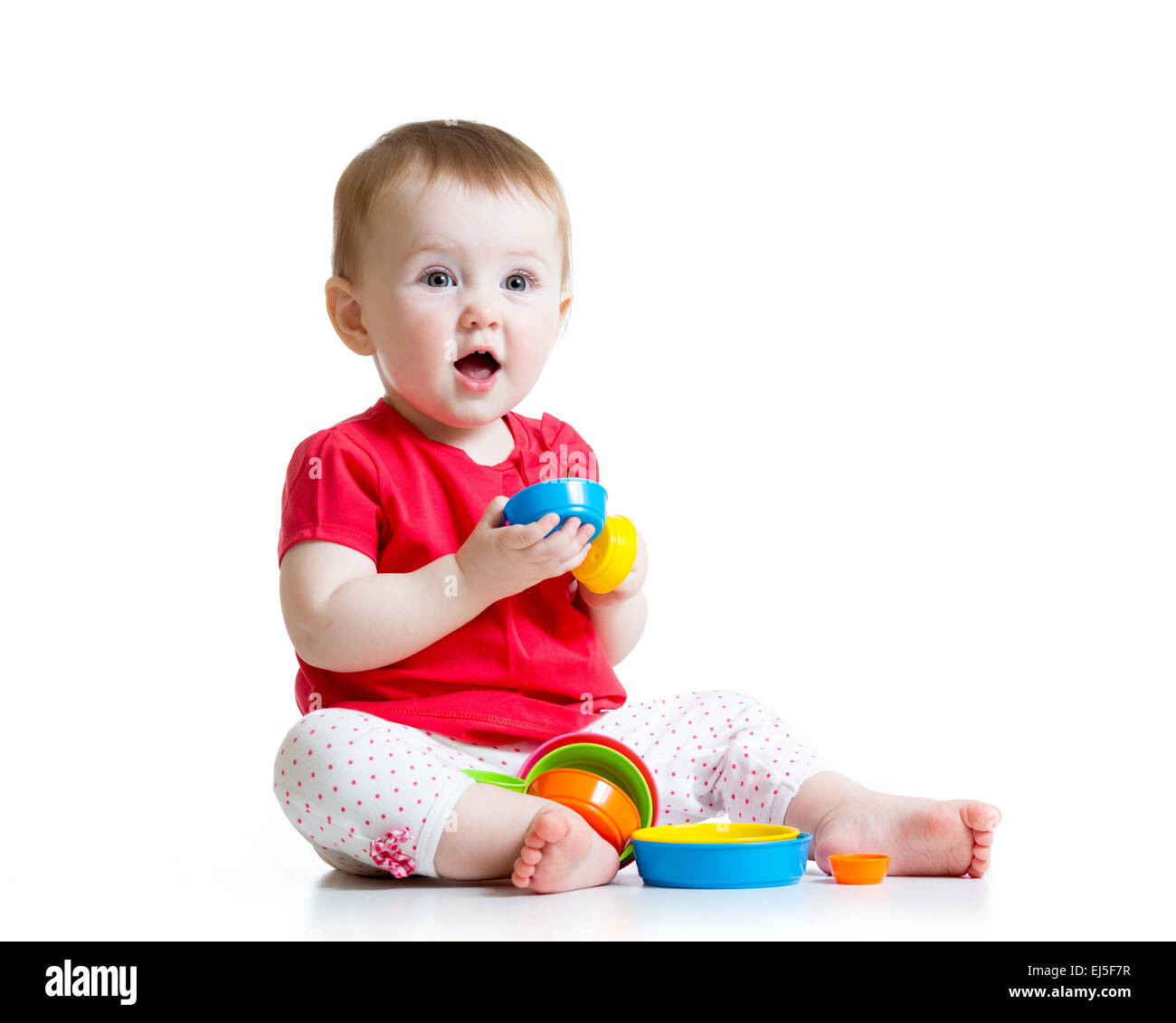 Kind spielt mit Farbe Spielzeug Stockfoto