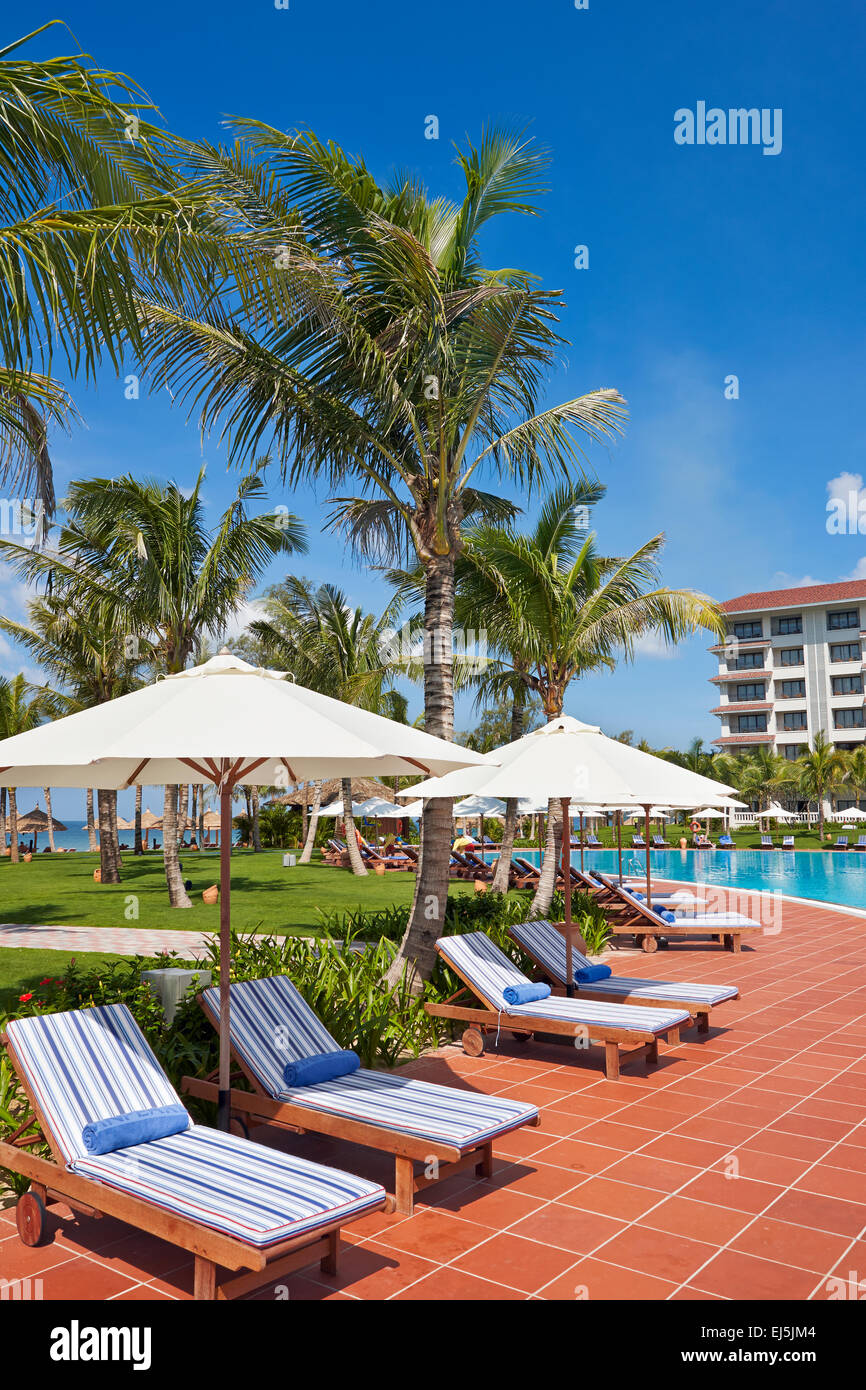 Vinpearl Resort Pool-Bereich. Insel Phu Quoc, Vietnam. Stockfoto