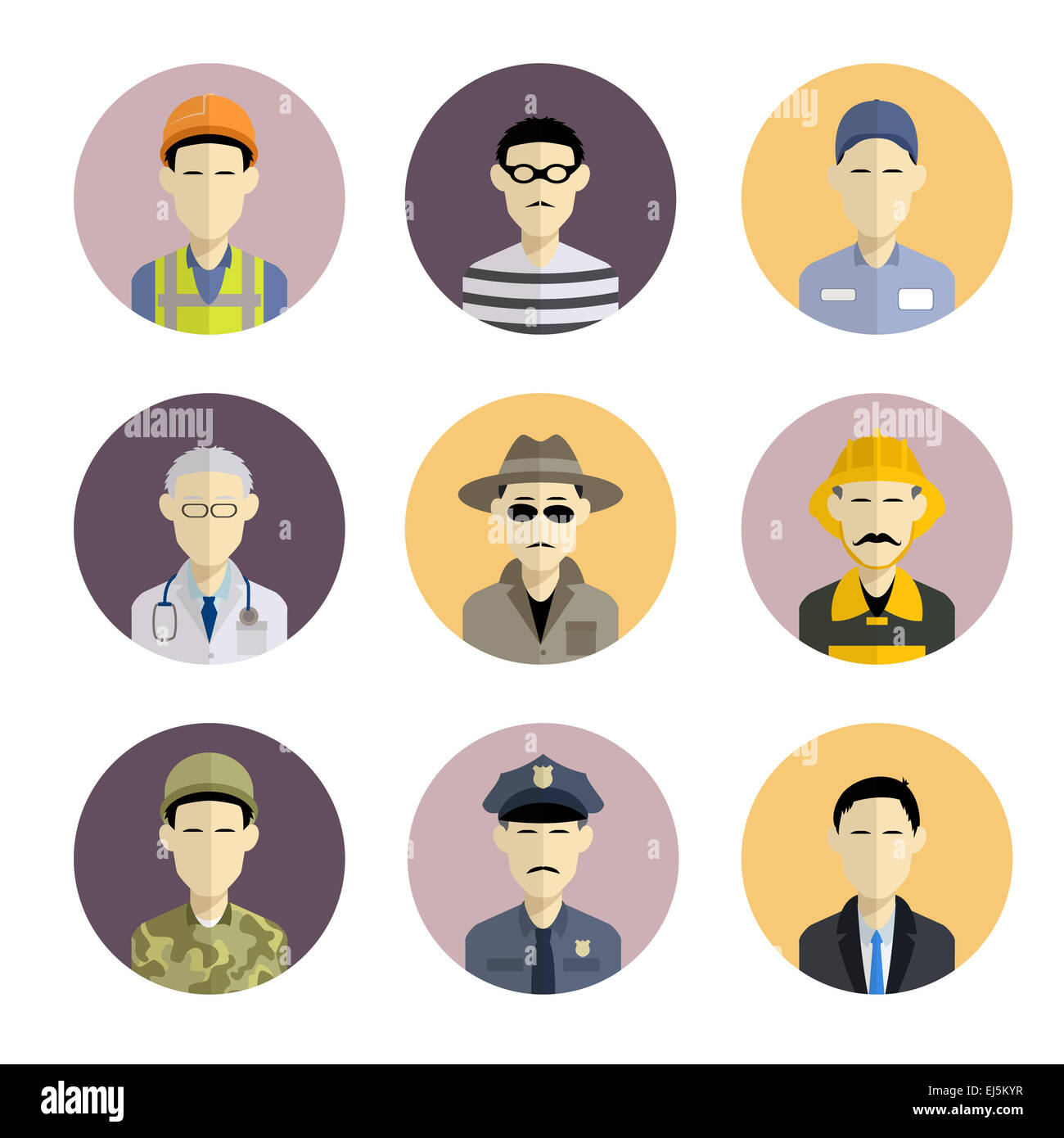 Vektor-Bild von flachen Ikonensammlung mit berufen Stockfoto