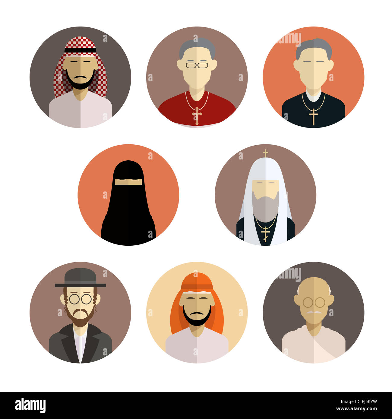 Vektor-Bild von flachen Ikonensammlung der religion Stockfoto