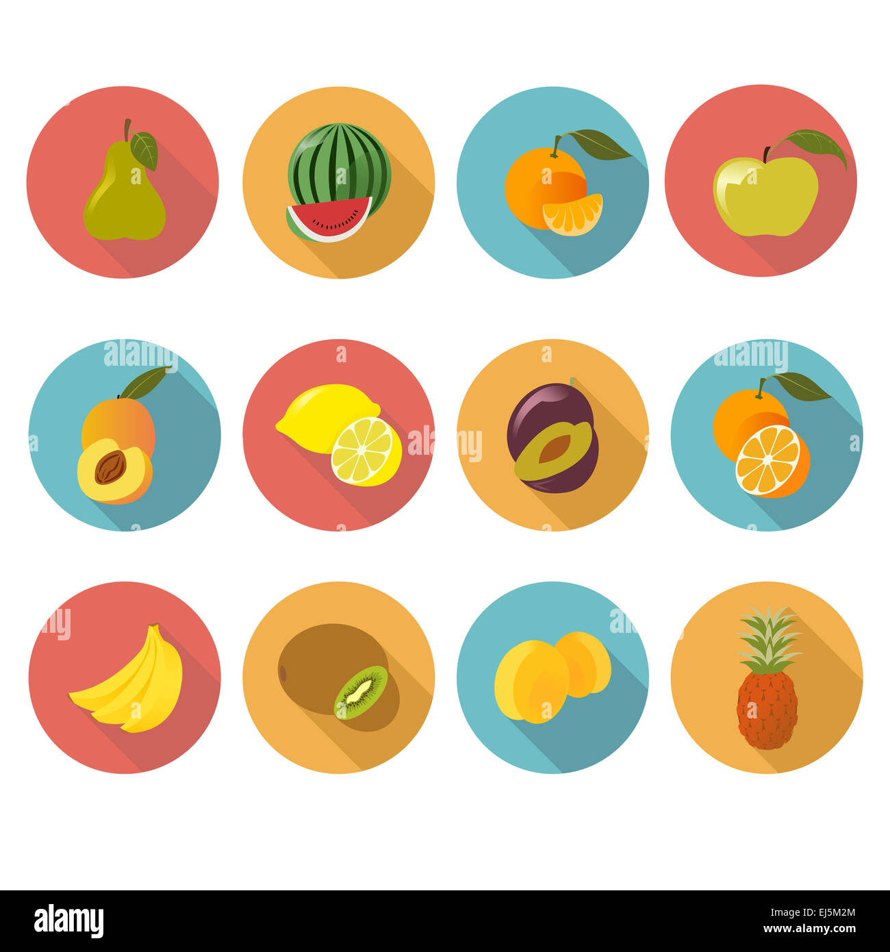 Vektor-Bild der Frucht Ikonensammlung Stockfoto