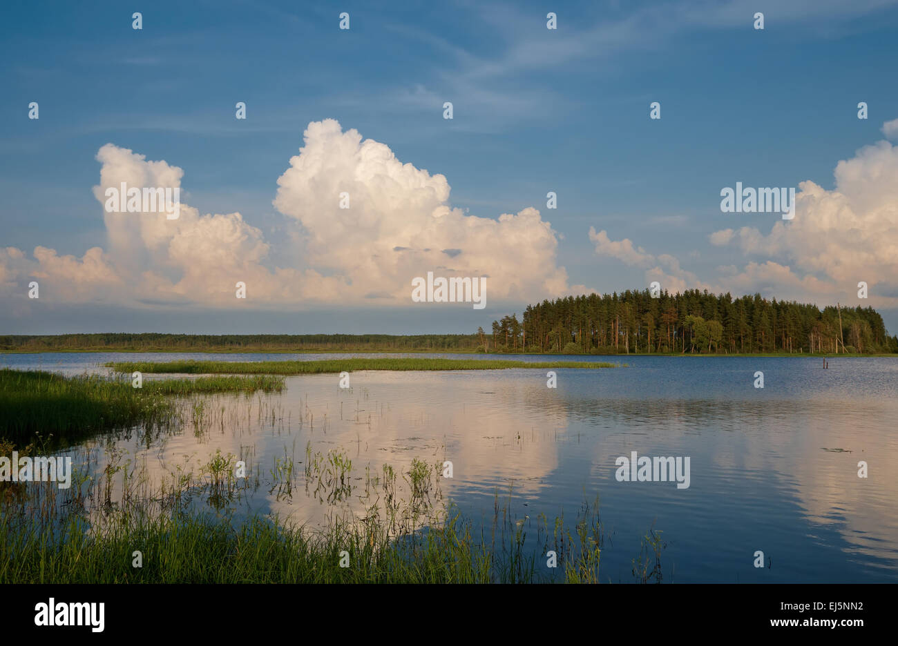 Szene von heißen Sommerabend am See Stockfoto