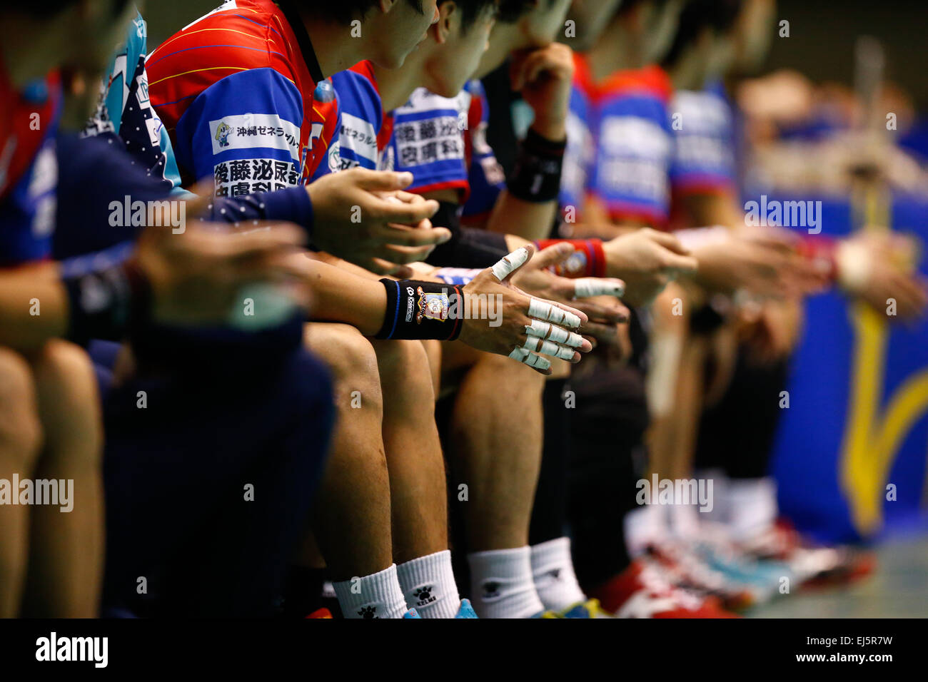 Detaillierte Aufnahme, 21. März 2015 - Handball: ANA CUP Japan Handball League Play-off Herren Halbfinale zwischen Osaki Osol 31-27 Ryukyu Corazon Komazawa-Gymnasiums in Tokio, Japan.  (Foto: AFLO SPORT) [1205] Stockfoto