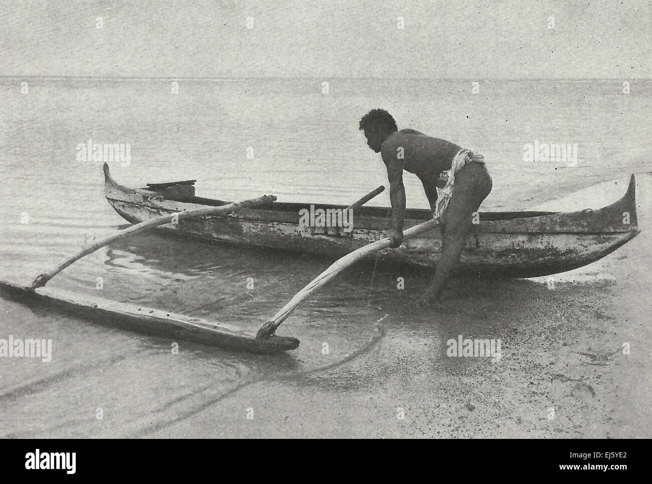 Die native Ausleger-Kanu - Hawaii - 1916 Stockfoto
