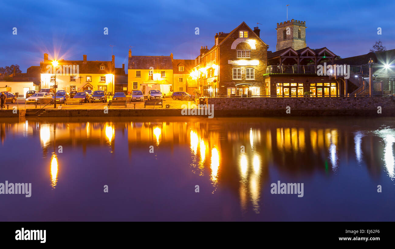 Fluß Frome in der Nacht fotografiert von Wareham Kai Dorset England UK Europe Stockfoto