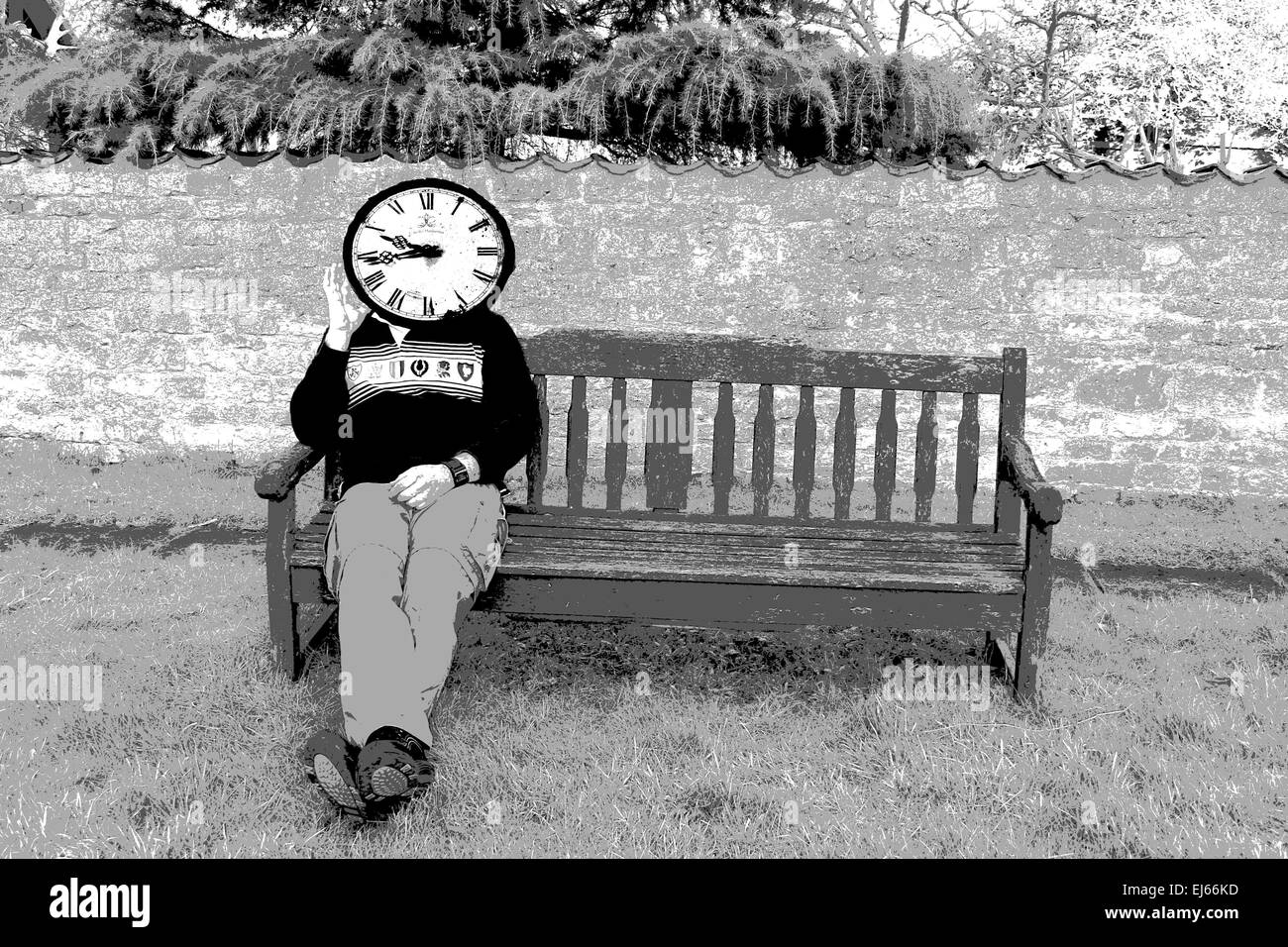 abstrakte Kunst, Konzept der Zeit, Alter, Zeit zur Neige, Leben, konzeptionelle Portrait, geschäftigen Leben, nie Zeit haben, heruntergekommen, müde, Stockfoto