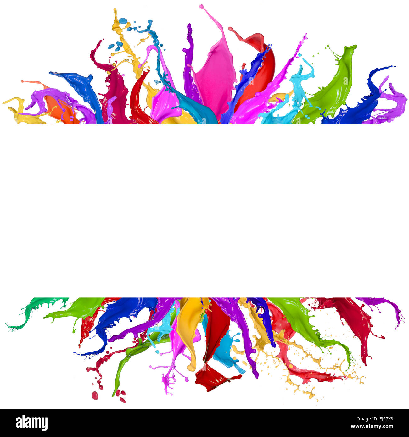 Farbige Spritzer in abstrakter Form auf weißem Hintergrund Stockfoto