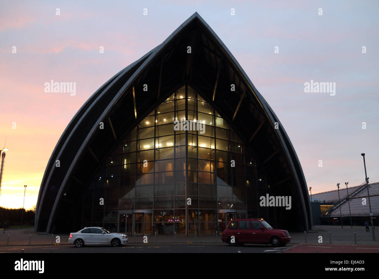 Clyde Auditorium Secc schottische Ausstellung und Konferenz Zentrum in der Abenddämmerung Glasgow Schottland, Vereinigtes Königreich Stockfoto