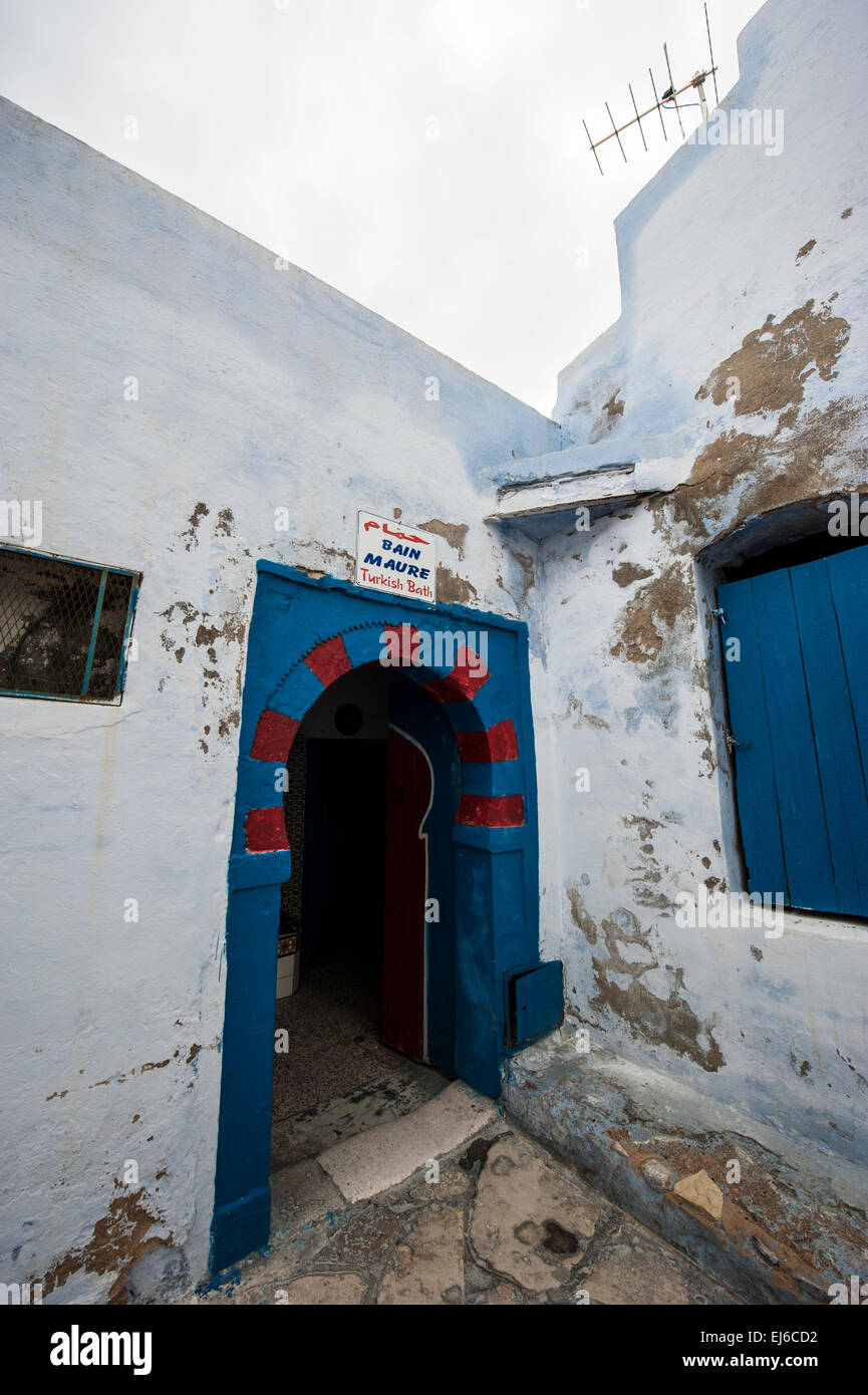 Tor zur türkischen Bädern in der Medina, Hammamet, Tunesien. Stockfoto