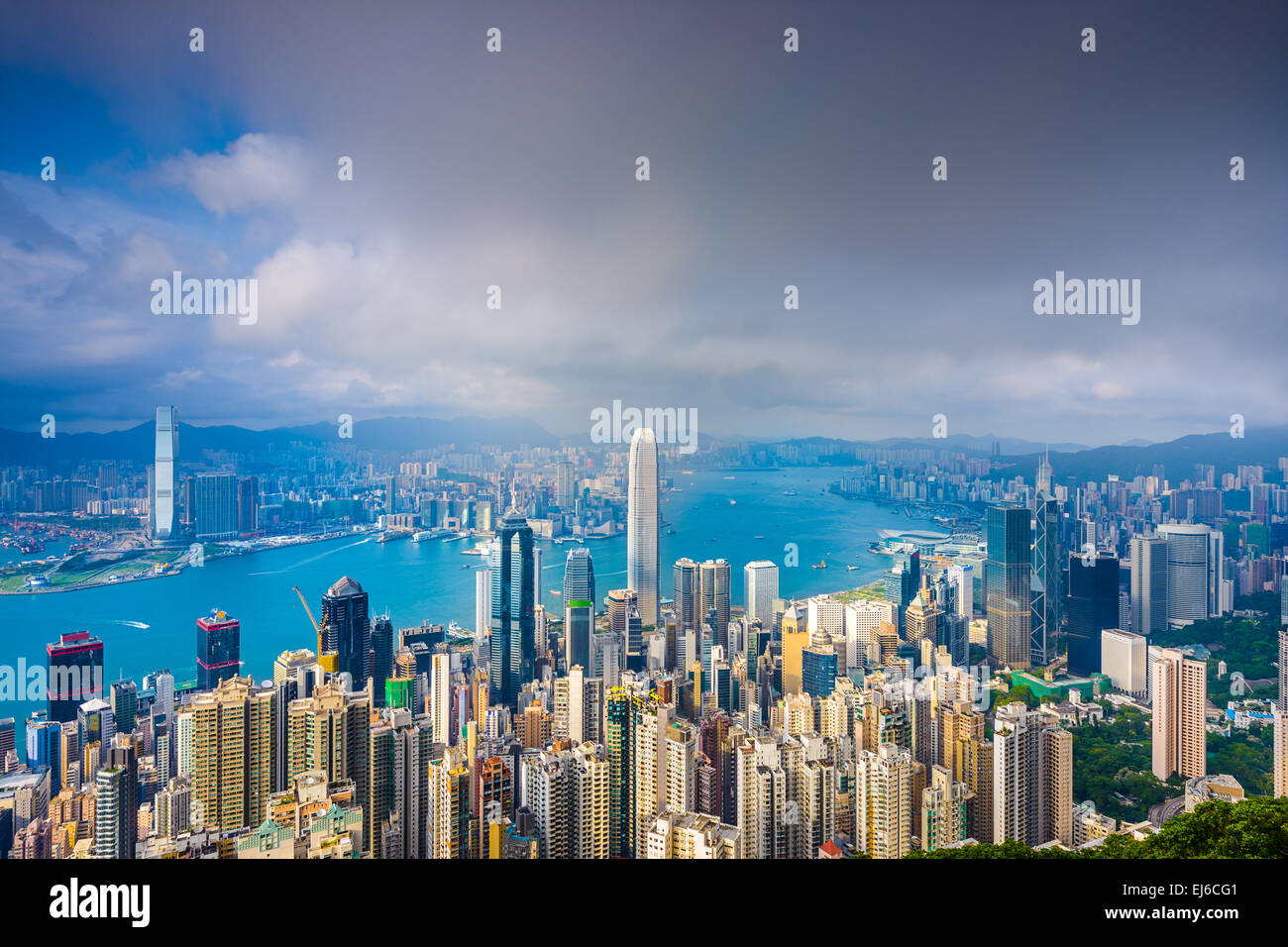 Hong Kong, China Stadtbild von Victoria Peak. Stockfoto