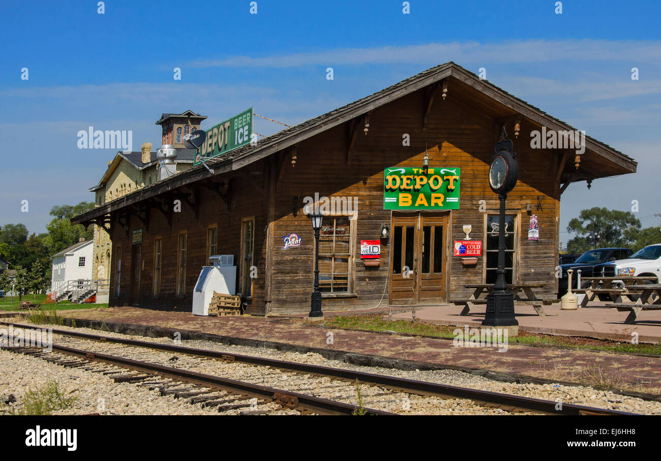 Der Depot-Bar in Prairie du Chien, Wisconsin. Stockfoto