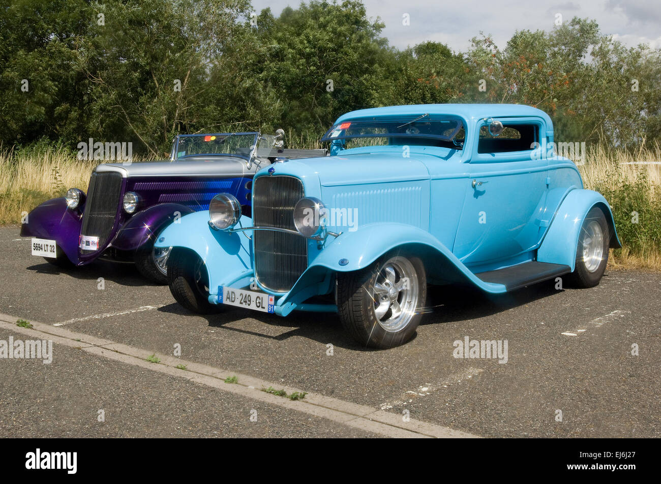 1934 Ford Roadster & 1932 Ford Coupe Hot rod Stockfoto