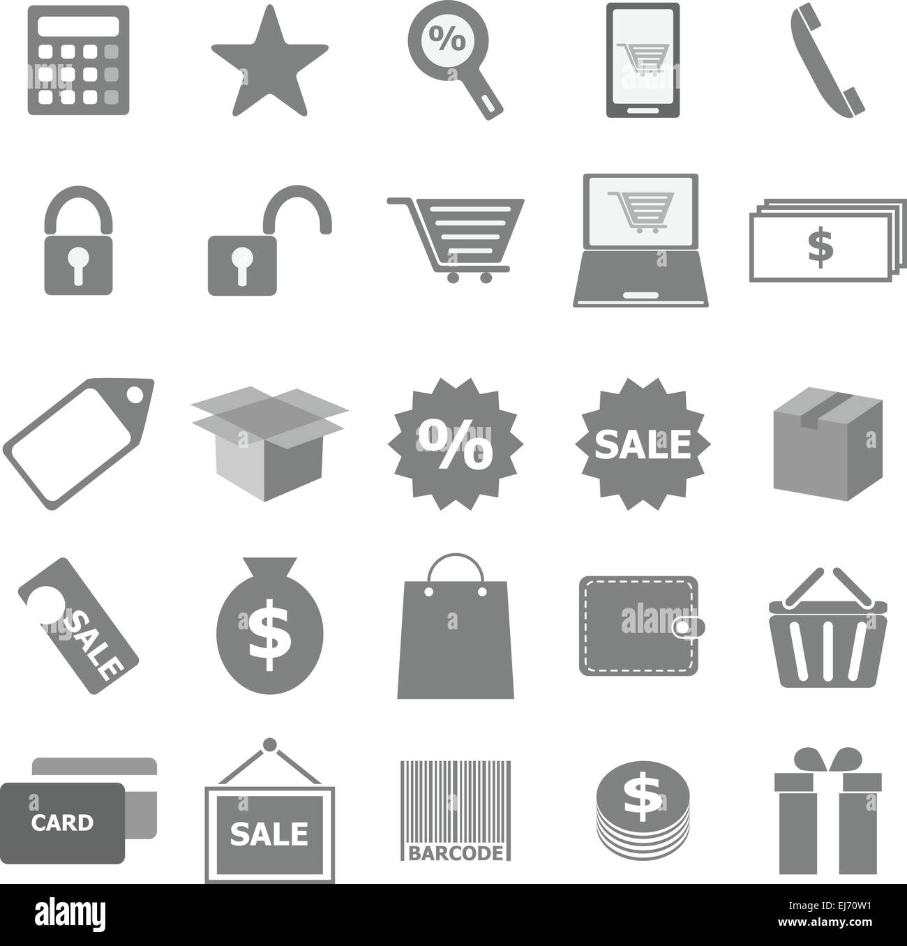 Symbole auf weißem Hintergrund, Lager Vektor einkaufen Stock Vektor