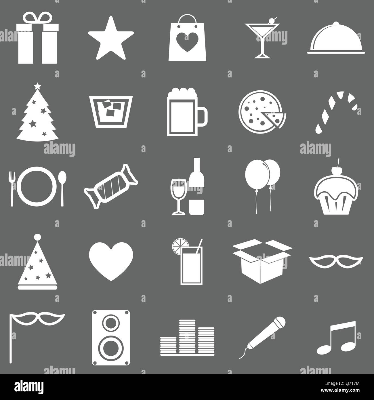 Party Icons auf grauem Hintergrund, Lager Vektor Stock Vektor