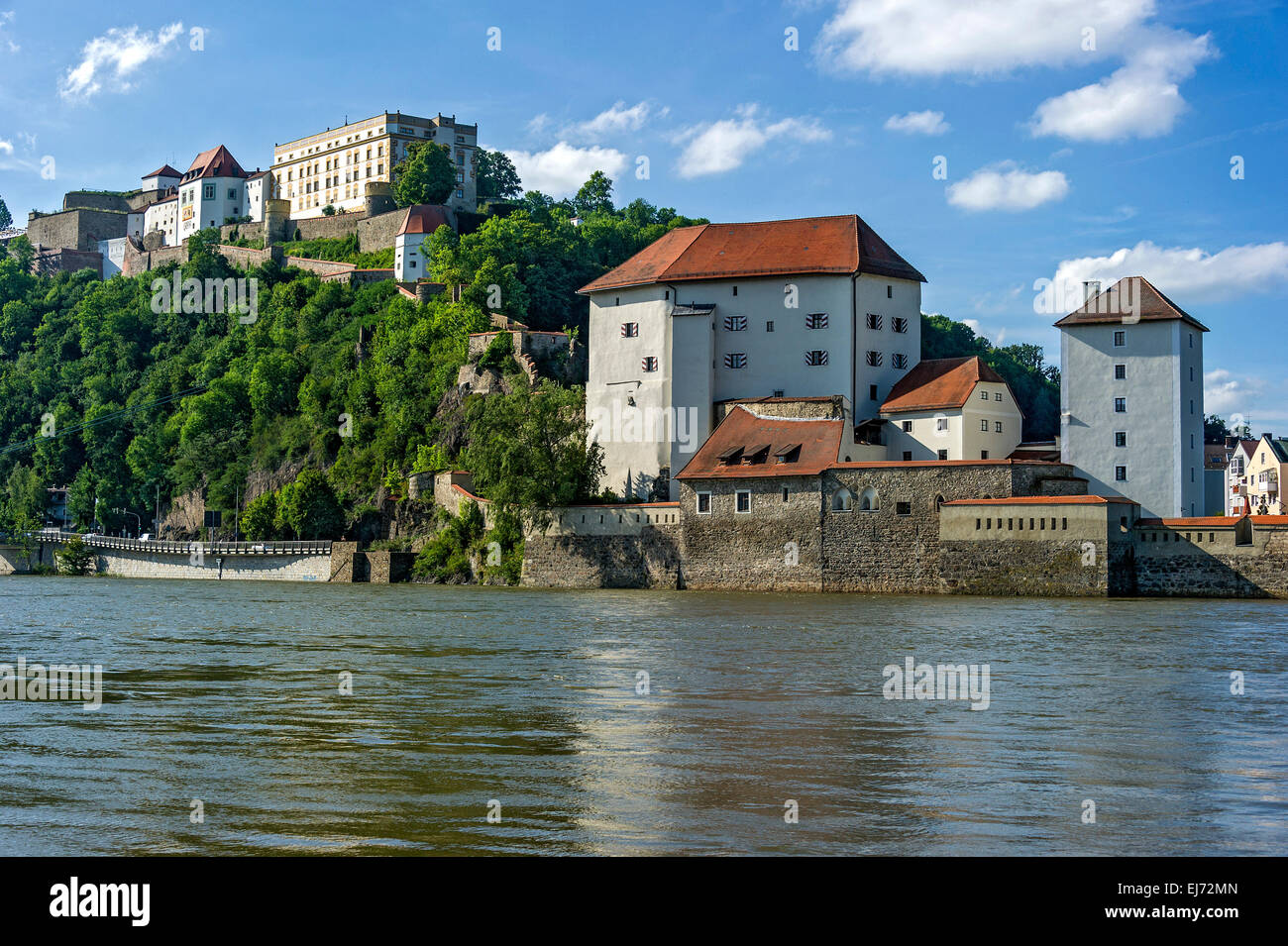 Veste Oberhaus Festung und Veste Niederhaus Festung, Donau, Altstadt, Passau, untere Bayern, Bayern, Deutschland Stockfoto