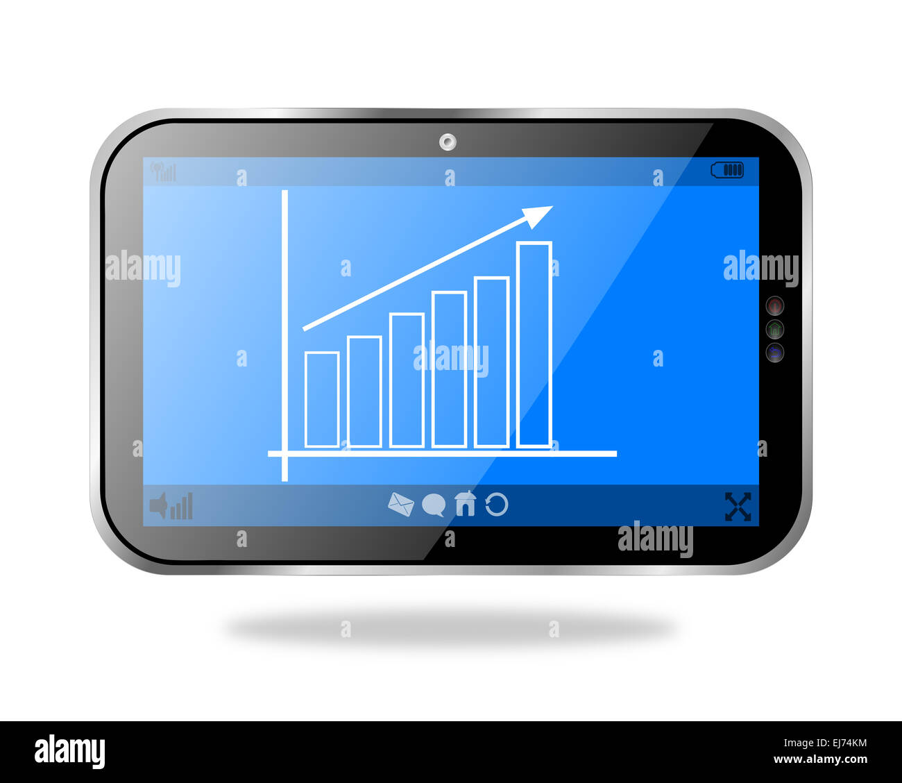 Tablet-PC zeigt ein Business Growth Chart Stockfoto