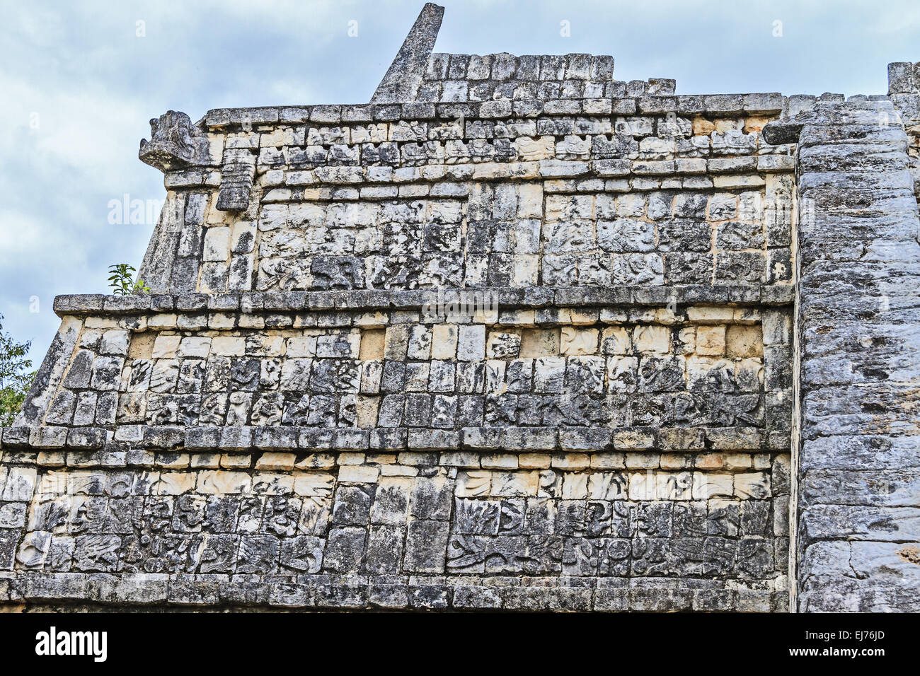 Pyramiden Sie-Seite Wand Chichen Itza Mexico Stockfoto