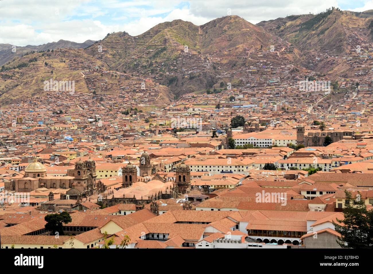Rote Dächer der Altstadt, Cuzco, Peru Stockfoto