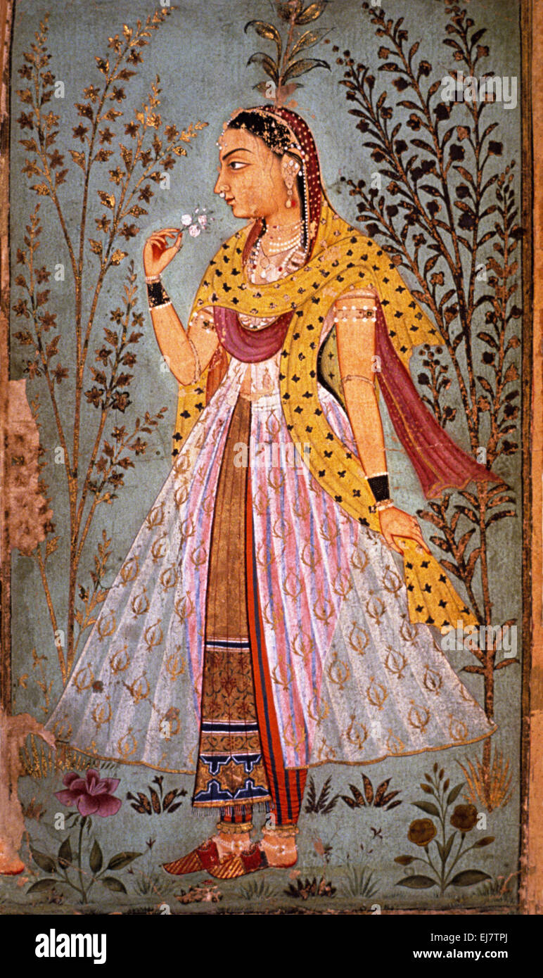 Junges Mädchen. Rajput Miniaturmalerei circa. 1750 n. Chr. Indien Stockfoto