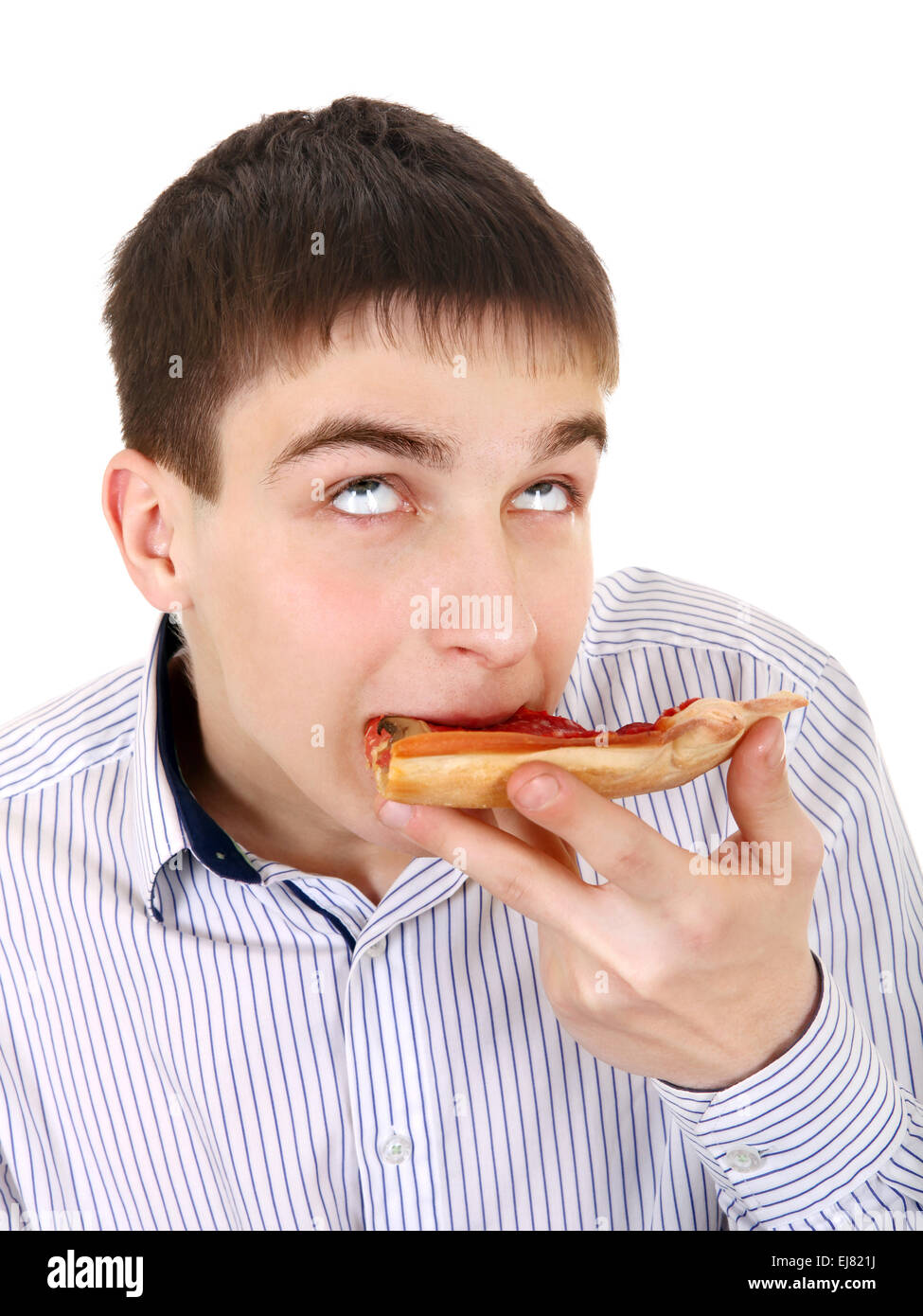 Teenager essen Pizza Stockfoto