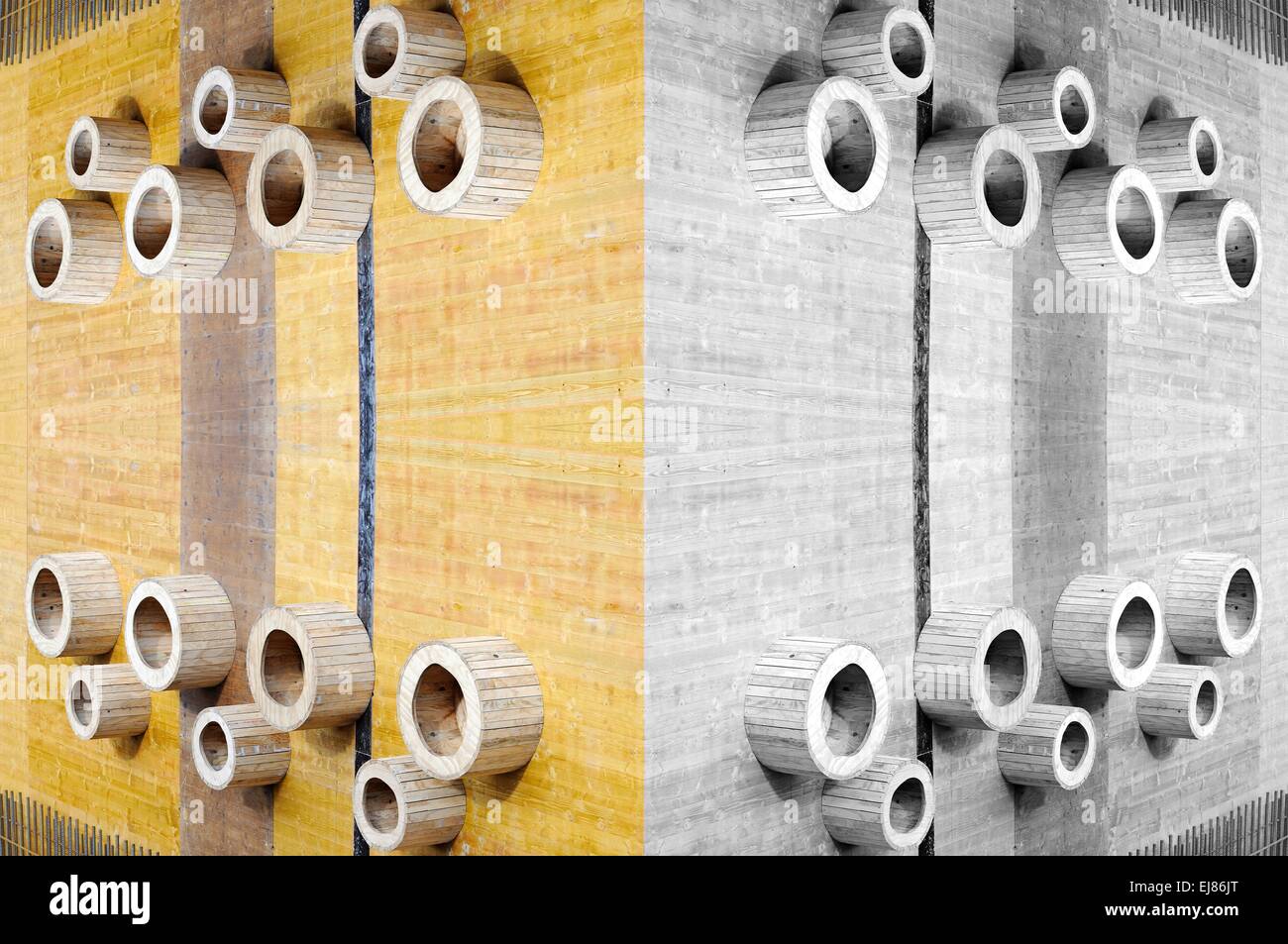 Bau Schalung schwarz / weiß Stockfoto