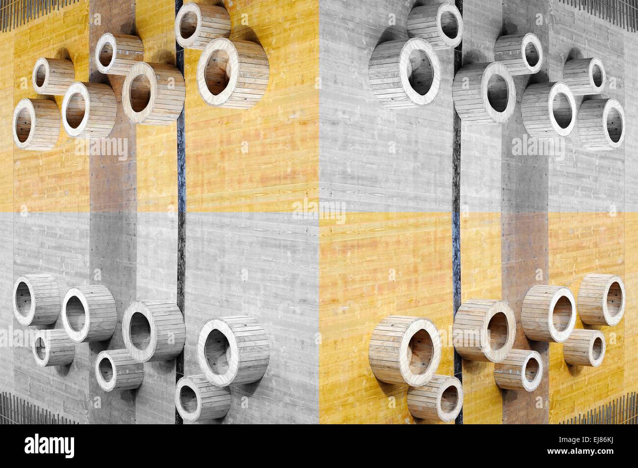 Farben und Formen auf dem Bau Stockfoto