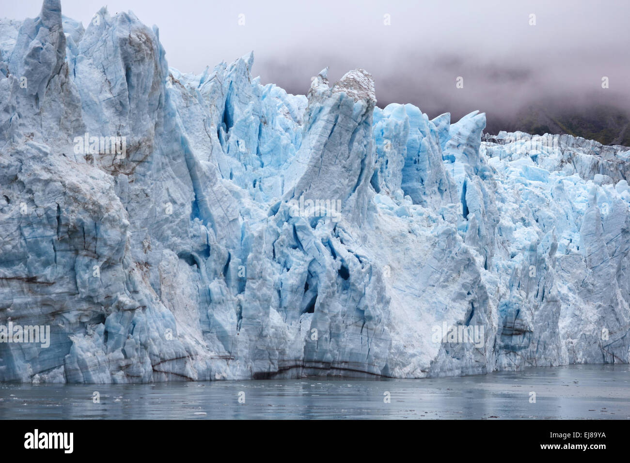 Gletscher im Nebel im Glacier-Bay-Nationalpark und Reservat, Alaska Stockfoto