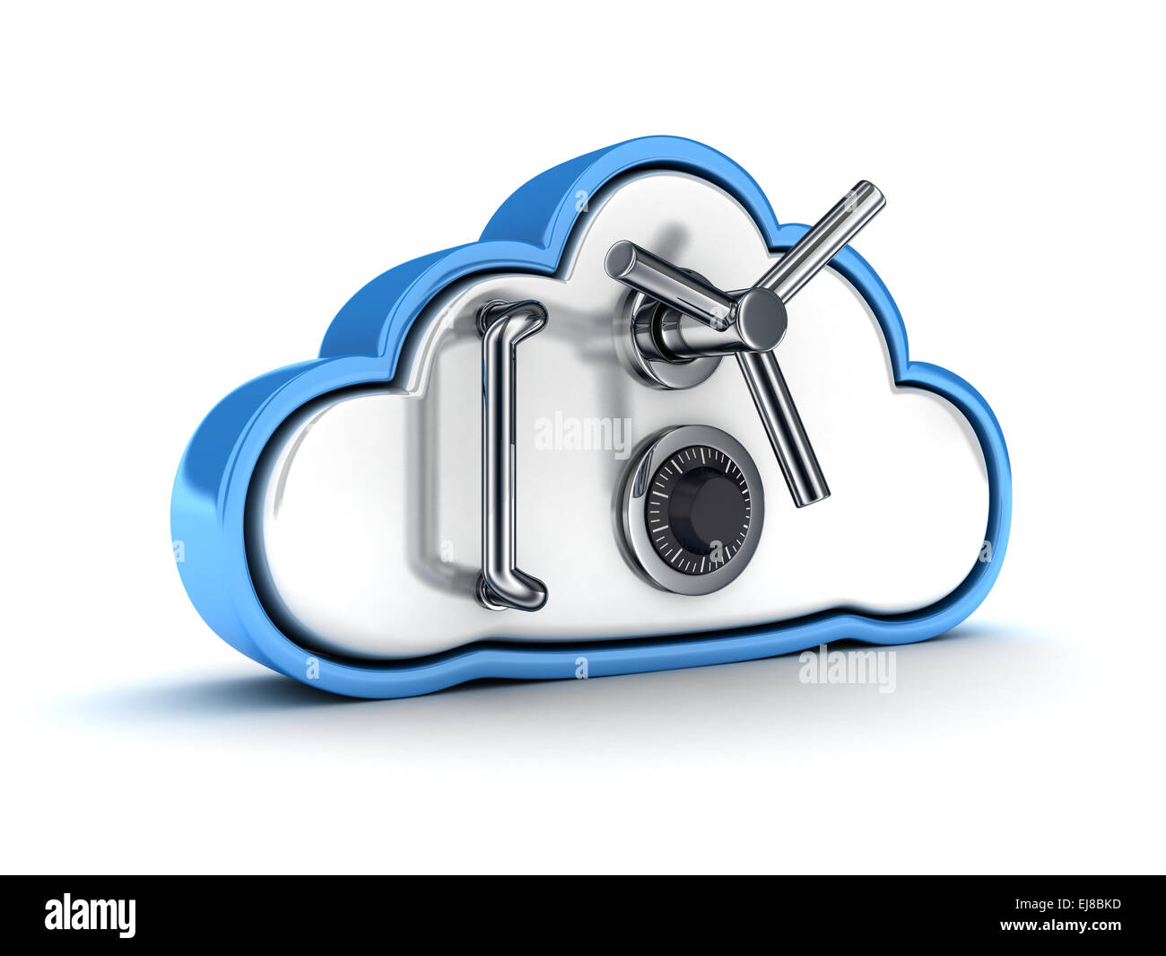 Symbol-Cloud-Speicher schützen auf weißem Hintergrund (durchgeführt in 3d) Stockfoto