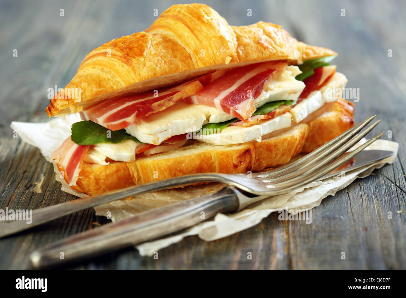 Appetitliche Sandwich Nahaufnahme. Stockfoto