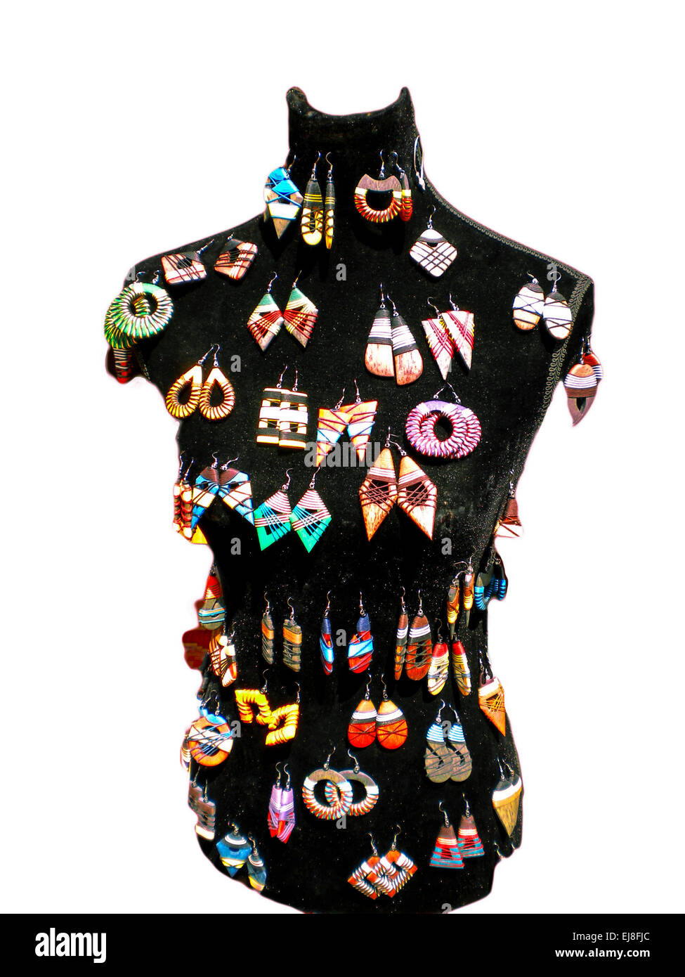 Manequin mit Ohrringen darauf zum Verkauf Stockfoto