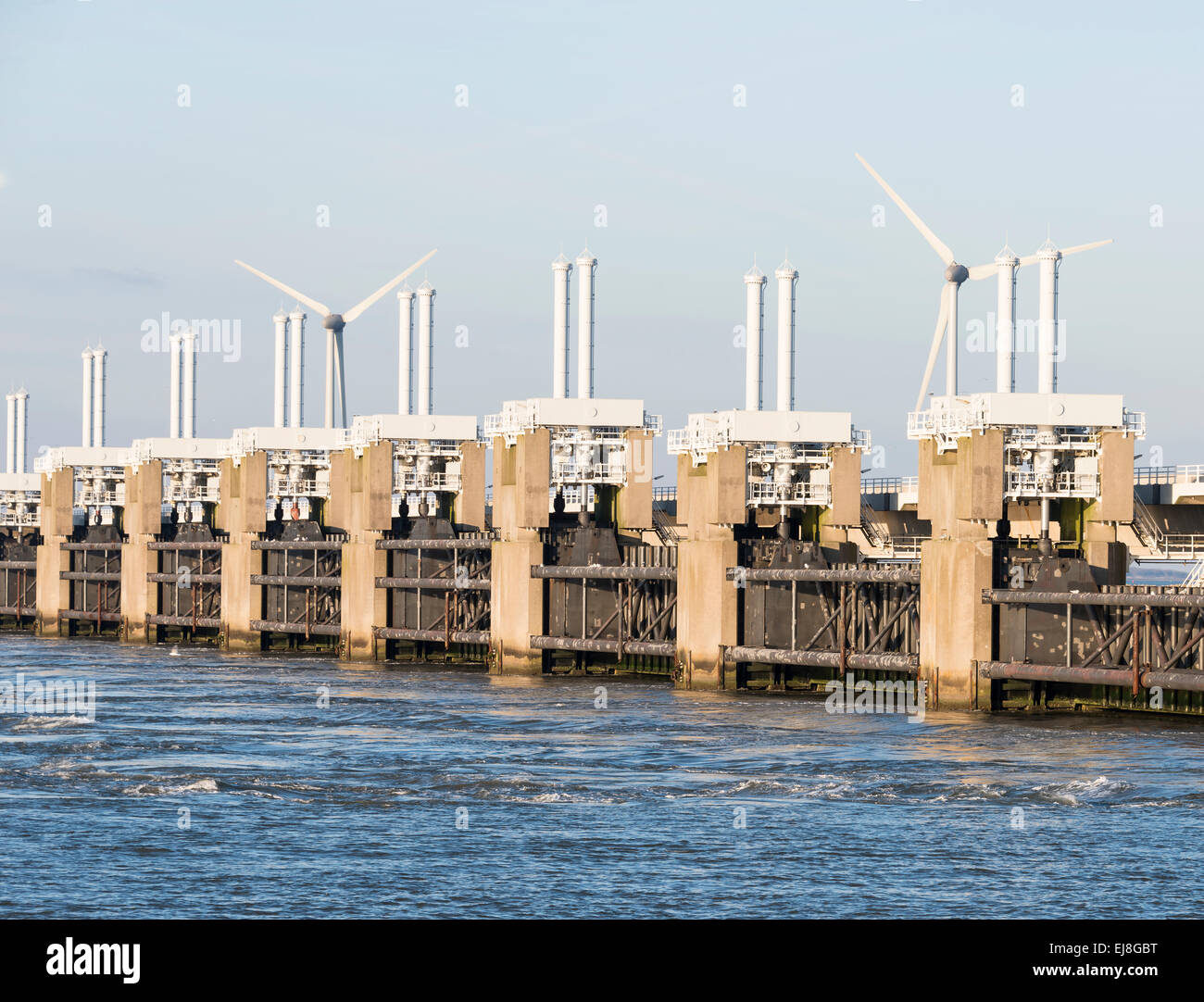 die Deltawerke in den Niederlanden am Fluss Oosterschelde, Holland Form hoher Meeresspiegel zu schützen, ist dies in der Nähe der niederländischen Museum-neelt Stockfoto