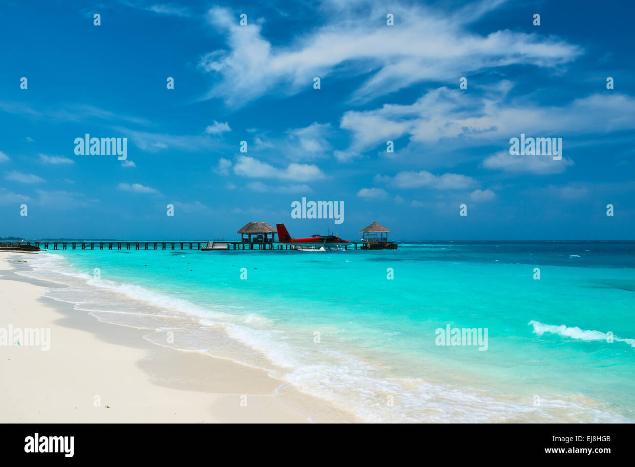 Twin Otter Wasserflugzeug auf den Malediven Stockfoto