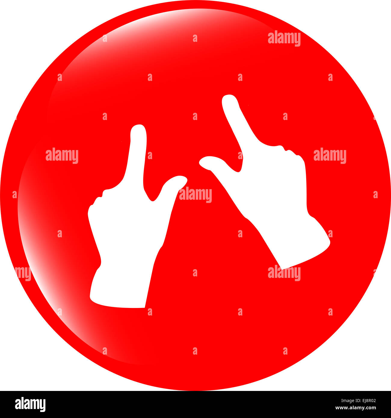 eingestellten Handsymbol, Web-Taste isoliert auf weiss Stockfoto