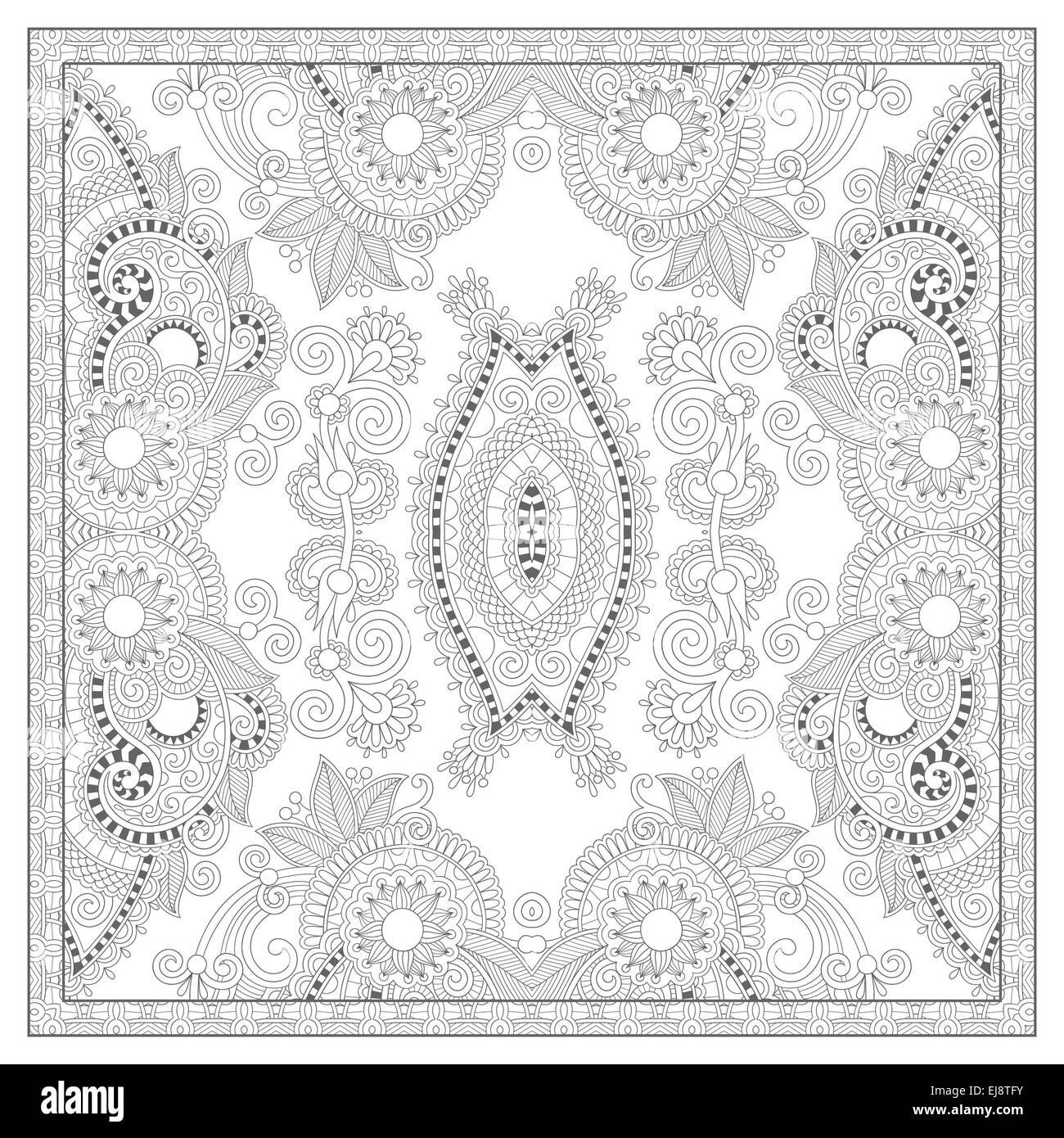 Buch quadratische Malvorlagen für Erwachsene - ethnischen Blumenteppich Stockfoto