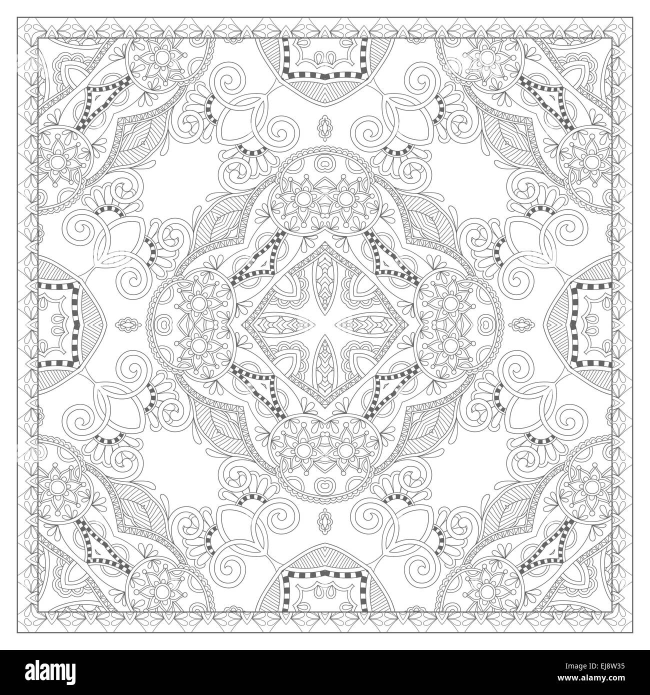 Buch quadratische Malvorlagen für Erwachsene - ethnischen Blumenteppich Stockfoto
