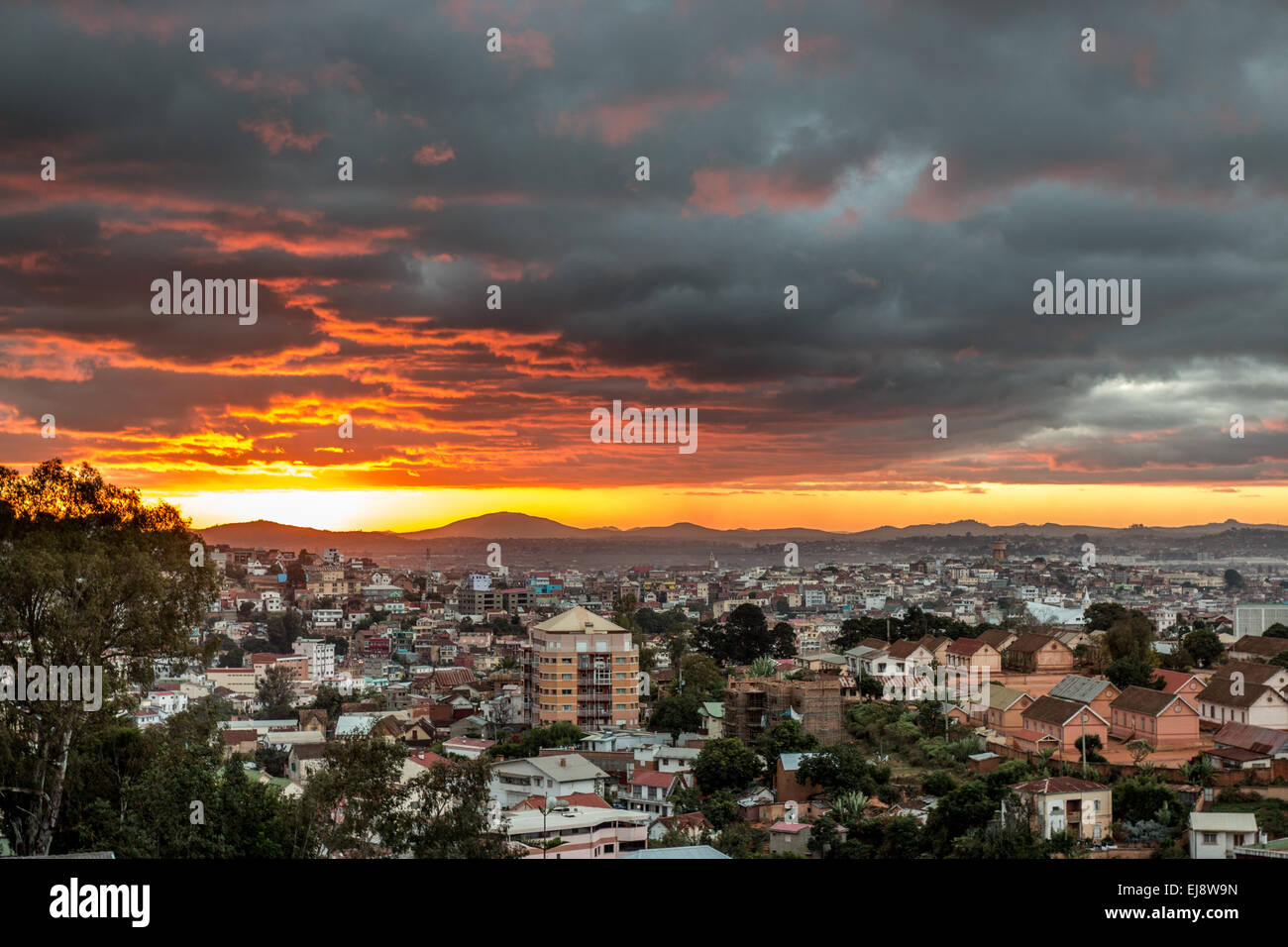 Sonnenuntergang über Antananarivo Stockfoto
